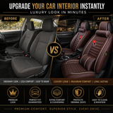 KVD Superior Leather Luxury Car Seat Cover FOR Volkswagen T-Roc COFFEE + WHITE FREE PILLOWS AND NECK REST SET (WITH 5 YEARS WARRANTY) - DZ016/135