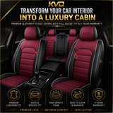 KVD Superior Leather Luxury Car Seat Cover for Maruti Suzuki Sx4 Black + Wine Red (With 5 Year Onsite Warranty) - DZ132/57