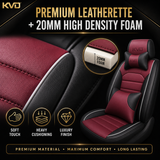 KVD Superior Leather Luxury Car Seat Cover for Volkswagen T-Roc Black + Wine Red Free Pillows And Neckrest Set (With 5 Year Onsite Warranty) - DZ132/135