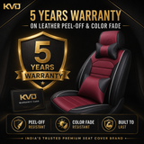 KVD Superior Leather Luxury Car Seat Cover for Volkswagen T-Roc Black + Wine Red Free Pillows And Neckrest Set (With 5 Year Onsite Warranty) - DZ132/135