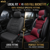 KVD Superior Leather Luxury Car Seat Cover for Maruti Suzuki Sx4 Black + Wine Red Free Pillows And Neckrest (With 5 Year Onsite Warranty)- DZ132/57