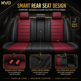 KVD Superior Leather Luxury Car Seat Cover for Volkswagen Ameo Black + Wine Red Free Pillows And Neckrest Set (With 5 Year Onsite Warranty)- DZ132/93