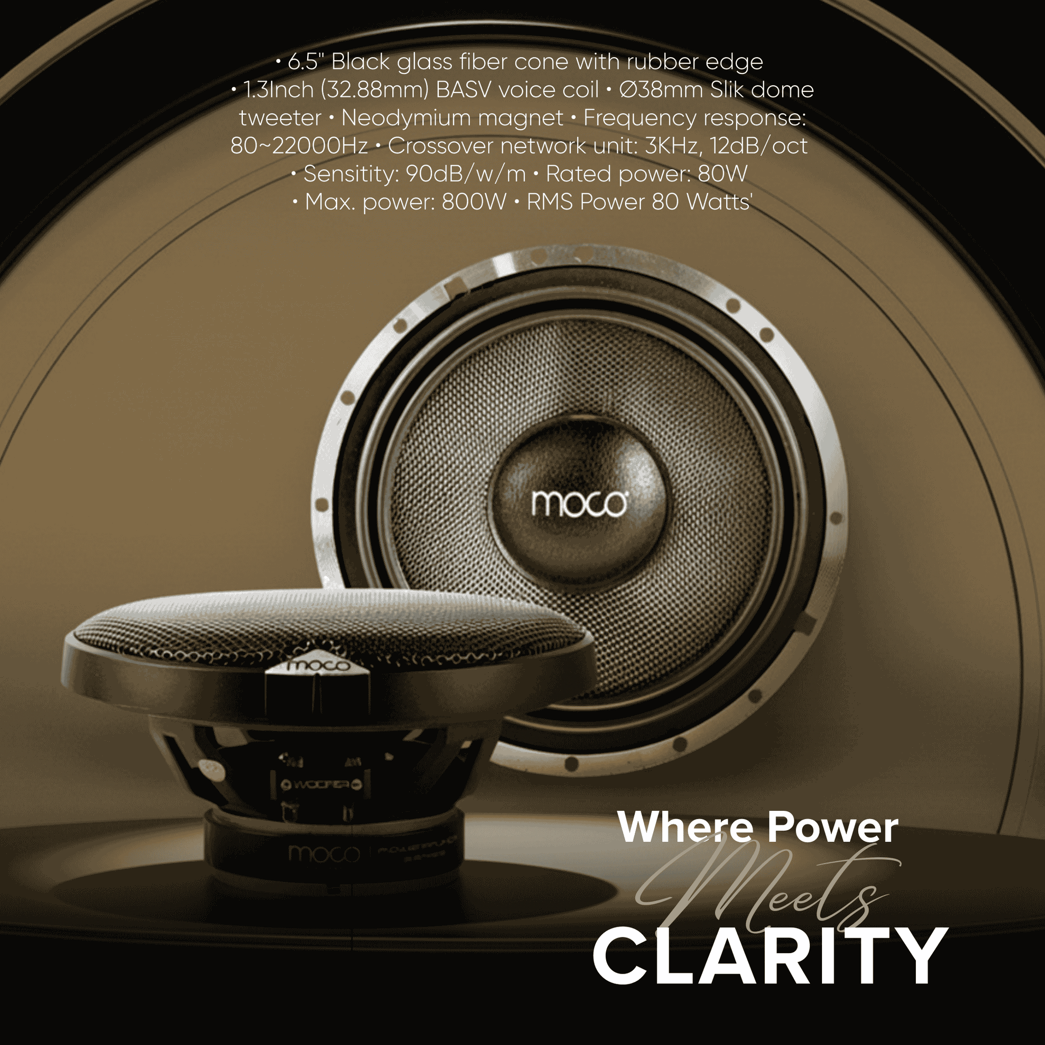 MOCO MOCO CO-02.80 6x5 Inch Component Car Speakers 80W RMS – Glass