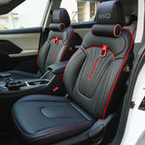 KVD Superior Leather Luxury Car Seat Cover FOR HYUNDAI Creta Black + Red Free Neckrest (WITH 5 YEARS WARRANTY) - OG2/14