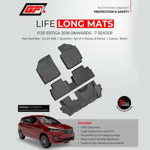 GFX Ertiga 2018 Onwards Lifelong Floor Mats With Set Of 4 Pieces