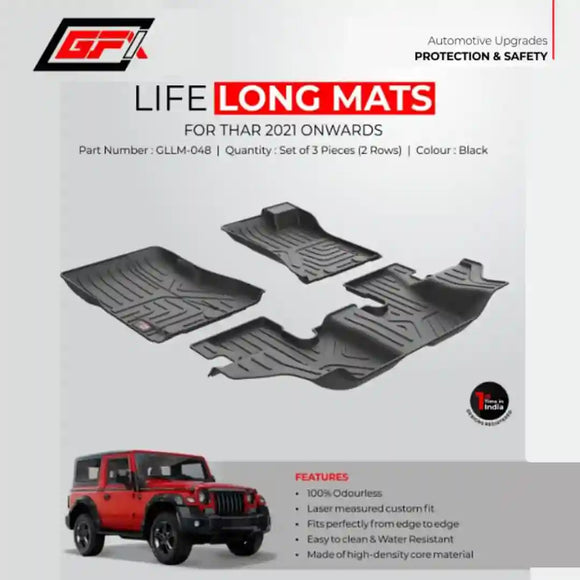 GFX Lifelong floor mats for Mahindra Thar 2021 Onwards