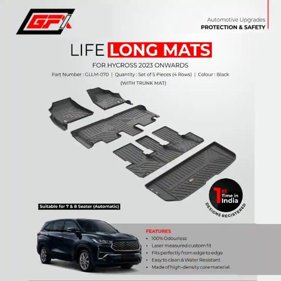 GFX Lifelong floor mats for Hycross With Trunk 2023 Onwards