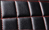 KVD Superior Leather Luxury Car Seat Cover FOR Kia Carens BLACK + RED FREE PILLOWS AND NECK REST SET (WITH 5 YEARS WARRANTY) - DZ001/142