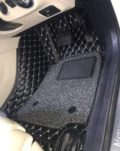 Kvd Extreme Leather Luxury 7D Car Floor Mat For Renault Duster Black + Silver ( WITH 1 YEAR WARRANTY ) - M02/62