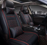 KVD Superior Leather Luxury Car Seat Cover For Mg Hector Black + Red Free Pillows And Neck Rest Set (With 5 Year Onsite Warranty) - Dz001/109
