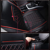 KVD Superior Leather Luxury Car Seat Cover For Nissan Sunny Black + Red (With 5 Year Onsite Warranty) - D008/129
