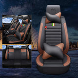 KVD Superior Leather Luxury Car Seat Cover for Hyundai I20 Black + Tan Free Pillows And Neckrest Set (With 5 Year Onsite Warranty) - D101/15