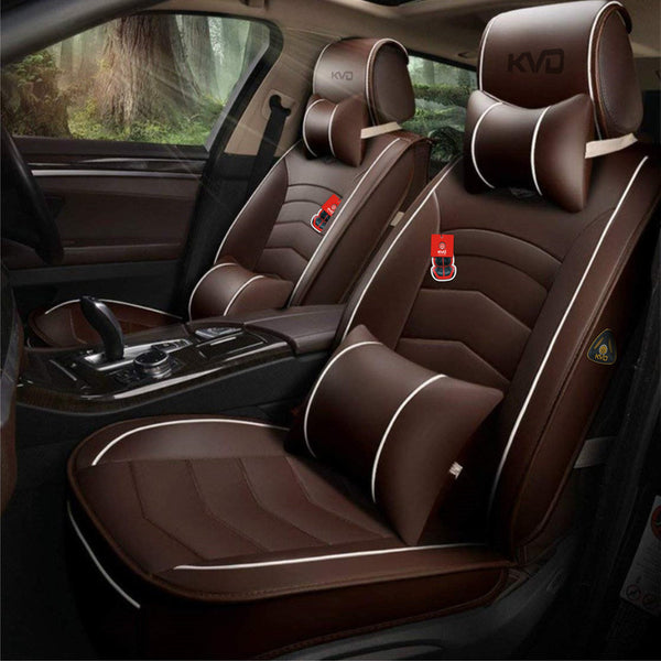 KVD Superior Leather Car Seat Cover for Maruti Suzuki New Swift Black +  Wine Red Free Pillows And Neckrest (With 5 Year Onsite Warranty)- DZ132/52
