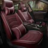 KVD Superior Leather Luxury Car Seat Cover for Maruti Suzuki Grand Vitara Wine Red + White Free Pillows And Neckrest Set (With 5 Year Onsite Warranty) - DZ106/147