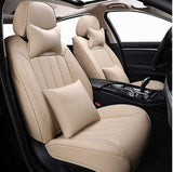KVD Superior Leather Luxury Car Seat Cover for Maruti Suzuki Brezza Full Beige Free Pillows And Neckrest (With 5 Year Warranty) - DZ109/58