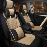 KVD Superior Leather Luxury Car Seat Cover for Maruti Suzuki Vitara Brezza Black + Beige Free Pillows And Neckrest (With 5 Year Warranty) - D113/58