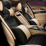 KVD Superior Leather Luxury Car Seat Cover for Maruti Suzuki Ciaz Black + Beige Free Pillows And Neckrest Set (With 5 Year Onsite Warranty) - D120/48