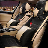 KVD Superior Leather Luxury Car Seat Cover for Mahindra Quanto Black + Beige Free Pillows And Neckrest Set (With 5 Year Onsite Warranty) - D120/122