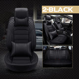 KVD Superior Leather Luxury Car Seat Cover for Toyota Fortuner Full Black Free Pillows And Neckrest Set (With 5 Year Onsite Warranty) - DZ127/87