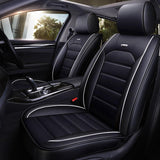 KVD Superior Leather Luxury Car Seat Cover for Volkswagen Taigun Black + Silver (With 5 Year Onsite Warranty) - DZ133/135