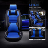 KVD Superior Leather Luxury Car Seat Cover for Volkswagen Vento Black + Blue Free Pillows And Neckrest Set (With 5 Year Onsite Warranty) - D134/66