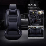 KVD Superior Leather Luxury Car Seat Cover for Volkswagen Taigun Black + Silver Free Pillows And Neckrest (With 5 Year Onsite Warranty) - DZ133/135