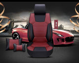KVD Superior Leather Luxury Car Seat Cover for Nissan Sunny Black + Wine Red Free Pillows And Neckrest Set (With 5 Year Onsite Warranty) - D140/129