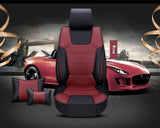KVD Superior Leather Luxury Car Seat Cover For Citroen C3 Black + Wine Red Free Pillows And Neckrest (With 5 Year Onsite Warranty) - D140/150