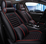 KVD Superior Leather Luxury Car Seat Cover FOR MARUTI SUZUKI Zen Estillo BLACK + RED FREE PILLOWS AND NECK REST SET (WITH 5 YEARS WARRANTY) - DZ014/61