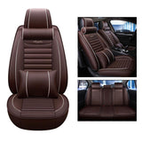 KVD Superior Leather Luxury Car Seat Cover For Nissan Magnite Coffee + White Free Pillows And Neck Rest Set (With 5 Year Onsite Warranty) - Dz016/112