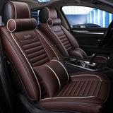 KVD Superior Leather Luxury Car Seat Cover FOR Maruti Suzuki Grand Vitara COFFEE + WHITE FREE PILLOWS AND NECK REST SET (WITH 5 YEARS WARRANTY) - DZ016/147