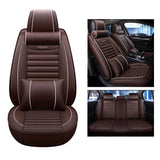 KVD Superior Leather Luxury Car Seat Cover FOR Toyota Urban Cruiser Hyryder COFFEE + WHITE FREE PILLOWS AND NECK REST SET (WITH 5 YEARS WARRANTY) - DZ016/148