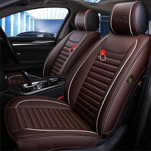 KVD Superior Leather Luxury Car Seat Cover FOR KIA SELTOS COFFEE + WHITE (WITH 5 YEARS WARRANTY) - DZ016/99