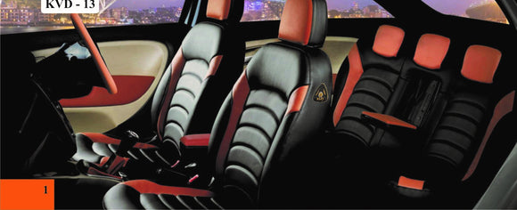 KVD Superior Leather Luxury Car Seat Cover FOR MARUTI SUZUKI Zen Estillo BLACK + TAN (WITH 5 YEARS WARRANTY) - D022/61
