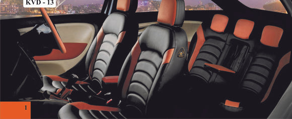 KVD Superior Leather Luxury Car Seat Cover For Mahindra Quanto Black + Tan (With 5 Year Onsite Warranty) - D022/122