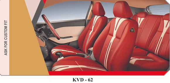 KVD Superior Leather Luxury Car Seat Cover For Datsun Go+ Plus Tan + White (With 5 Year Onsite Warranty) - D026/118