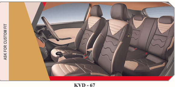 KVD Superior Leather Luxury Car Seat Cover For Nissan Sunny Coffee + Beige (With 5 Year Onsite Warranty) - D027/129