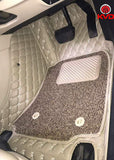 Kvd Extreme Leather Luxury 7D Car Floor Mat For Hyundai Grand I10 Nios BEIGE + COFFEE ( WITH 1 YEAR WARRANTY ) - M01/98