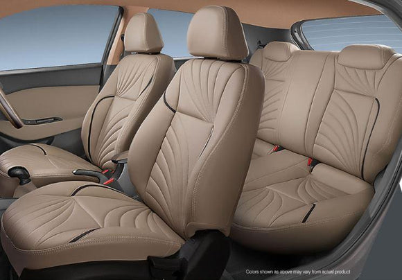 KVD Superior Leather Luxury Car Seat Cover FOR TOYOTA Innova 7 SEATER BEIGE + BLACK (WITH 5 YEARS WARRANTY) - D031/88