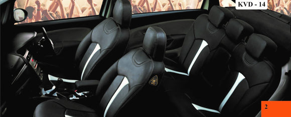 KVD Superior Leather Luxury Car Seat Cover FOR MARUTI SUZUKI Zen Estillo BLACK + SILVER (WITH 5 YEARS WARRANTY) - D032/61