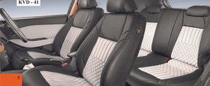 KVD Superior Leather Luxury Car Seat Cover For Datsun Redi-Go Black + H.Grey (With 5 Year Onsite Warranty) - D035/114