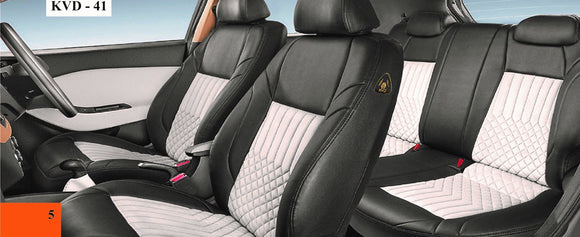 KVD Superior Leather Luxury Car Seat Cover FOR TATA Indigo eCS BLACK + H.GREY (WITH 5 YEARS WARRANTY) - D035/73