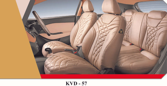 KVD Superior Leather Luxury Car Seat Cover For Chevrolet Spark Full Beige (With 5 Year Onsite Warranty) - D036/128