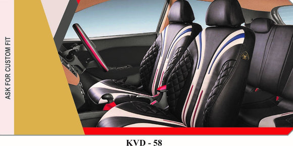 KVD Superior Leather Luxury Car Seat Cover FOR MARUTI SUZUKI Wagon R BLACK + WHITE (WITH 5 YEARS WARRANTY) - D038/59