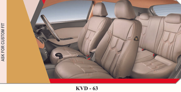 KVD Superior Leather Luxury Car Seat Cover For Kia Carnival 7 Seater Full Beige (With 5 Year Onsite Warranty) - D040/106