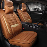 KVD Superior Leather Luxury Car Seat Cover for Skoda Superb Tan + Beige Free Neckrest Set (With 5 Year Onsite Warranty) (SP) - D045/67