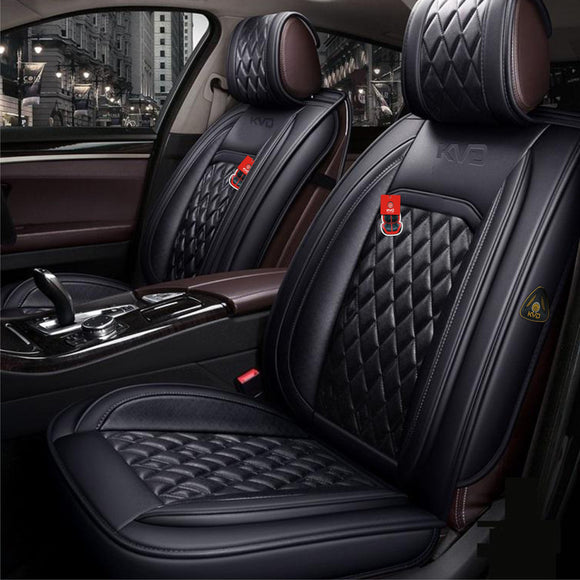 KVD Superior Leather Luxury Car Seat Cover for Mahindra Tuv 300 Full Black (With 5 Year Onsite Warranty) (SP) - D050/38