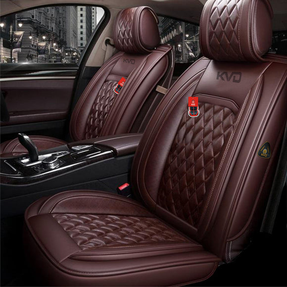 KVD Superior Leather Luxury Car Seat Cover for Mahindra Kuv100 5 Seater Full Coffee (With 5 Year Onsite Warranty) (SP) - D051/30