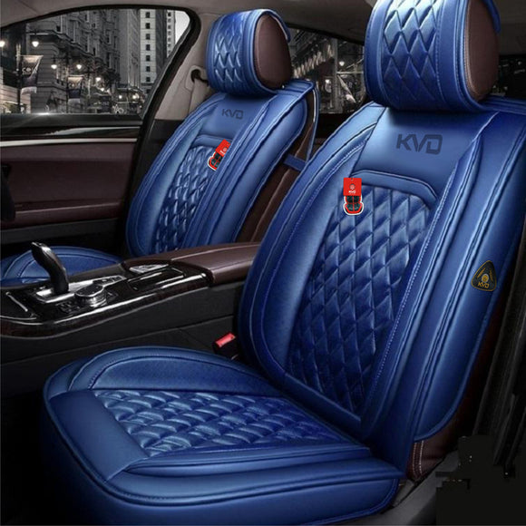 KVD Superior Leather Luxury Car Seat Cover for Jeep Compass Full Blue (With 5 Year Onsite Warranty) (SP) - D053/25