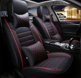 KVD Superior Leather Luxury Car Seat Cover for Maruti Suzuki Vitara Brezza Black + Red Free Pillows And Neckrest (With 5 Year Warranty) - D054/58